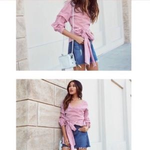 And ever red&white Sm striped wrap long top from An…